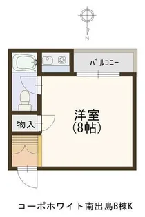 コーポホワイト南出島B棟【K号室】の間取り