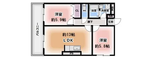 ファミーユ仁川【2階】の間取り