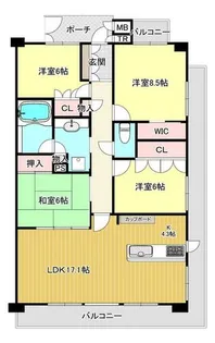 大阪府箕面市箕面1丁目【マンション】の間取り