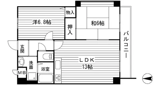 グリーンハイツ東山Ⅱ【6階】の間取り