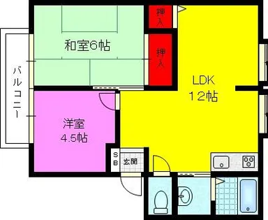 サンヴィレッジ灰塚【B101号室】の間取り
