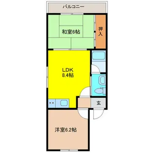 西川ハイツ【2階】の間取り
