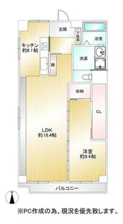 鎮西橋サンハイム【202号室】の間取り