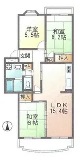 パストラルハイム明徳 6番館【309号室】の間取り