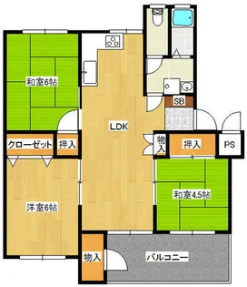 我孫子コーポA棟【4階】の間取り