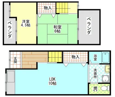 大阪府大阪市平野区喜連1丁目【テラスハウス】の間取り