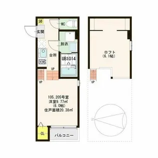 ハーモニーテラス喜連【105号室】の間取り