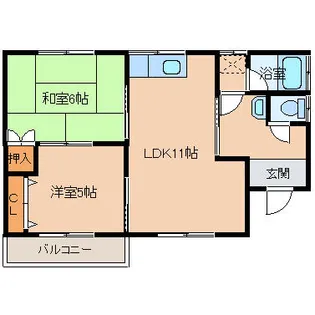グリーンコーポ瀬高【11号室】の間取り