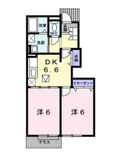 ジュネス感田B【1階】の間取り