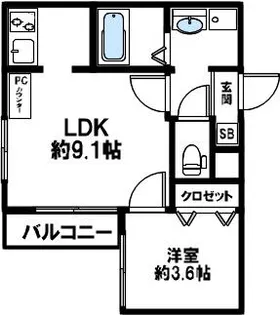 ワコーレヴィータ神戸山手SOUTH【301号室】の間取り