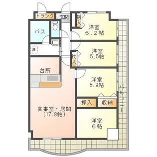 手柄アートスカイハイツ【8階】の間取り