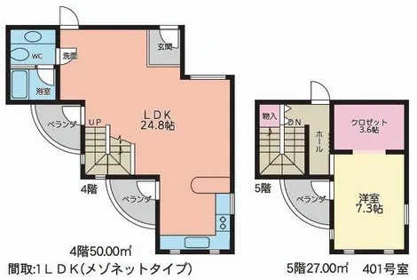 ウエストサイドイン神戸【4階】の間取り