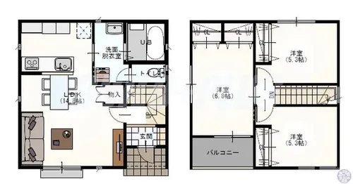 兵庫県加東市南山2丁目【テラスハウス】の間取り