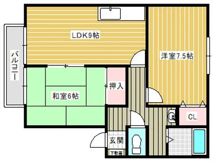 ウィンディア穴生【202号室】の間取り