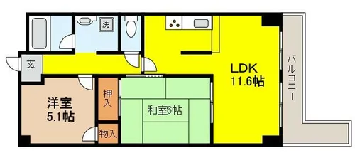 ベルべデール甲南【5階】の間取り
