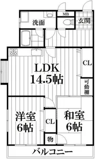 大阪府東大阪市西鴻池町2丁目【マンション】の間取り