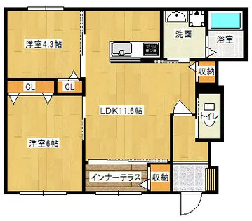 ラ クラージュ ドムール【1階】の間取り