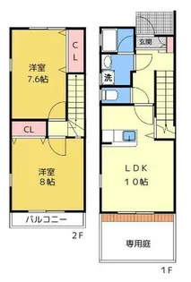 愛知県名古屋市緑区上旭1丁目【テラスハウス】の間取り