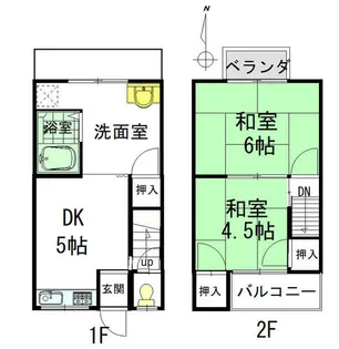 京都府京都市上京区松屋町通一条下る下鏡石町【テラスハウス】の間取り