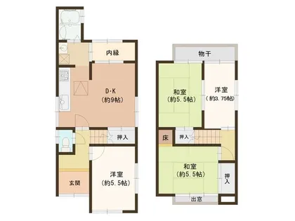 京都府向日市物集女町出口【一戸建】の間取り