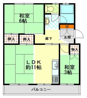 新多聞第2団地108号棟【4階】の間取り