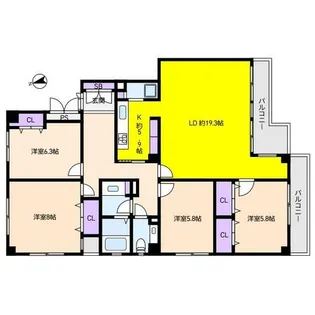 兵庫県芦屋市東芦屋町【マンション】の間取り