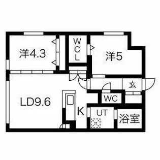 アルファスクエア学園前【3階】の間取り