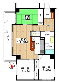 ダイアパレス山の手【4階】の間取り