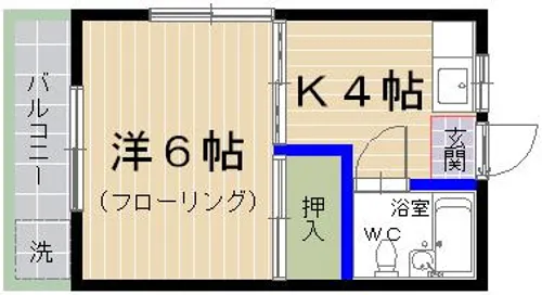 コーポ赤いきつね【206号室】の間取り