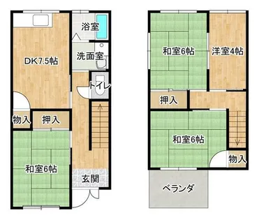 大阪府大阪市住吉区住吉2丁目【テラスハウス】の間取り