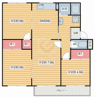 高倉台団地11号棟55号棟【5階】の間取り
