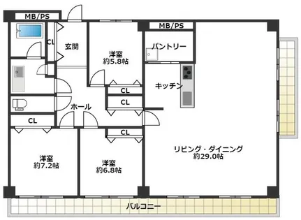 芦屋東山アーバンライフ【6階】の間取り