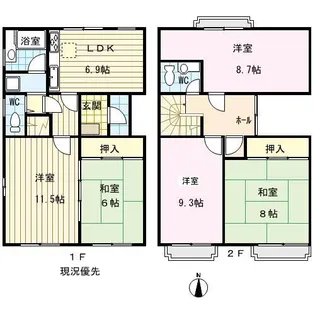 愛知県豊田市平芝町7丁目【一戸建】の間取り