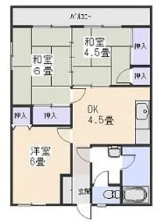 相浦コーポ【302号室】の間取り