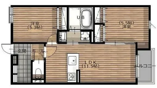 イーリスハイツ富松【1階】の間取り
