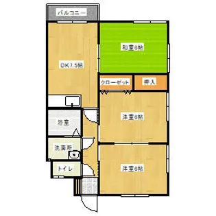 コンフォートヒサノB棟【201号室】の間取り
