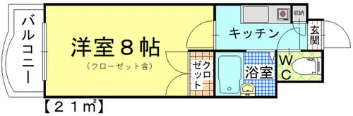プラティークヴィラ天神【5階】の間取り