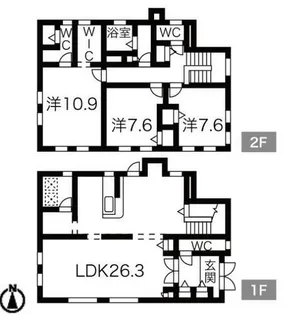 愛知県名古屋市名東区貴船2丁目【一戸建】の間取り