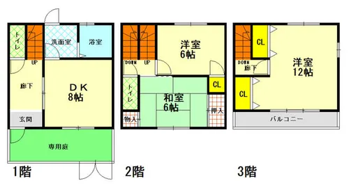 兵庫県神戸市長田区片山町4丁目【テラスハウス】の間取り