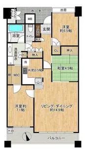 ヒルズ天王寺堂ヶ芝【14階】の間取り