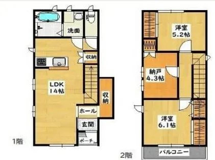 愛知県豊川市豊川町伊呂通【一戸建】の間取り