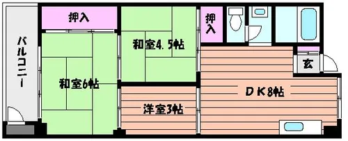 大和スカイハイツ【3階】の間取り