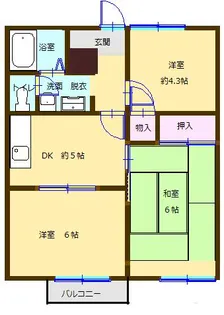 コーポスカイハートD棟【2階】の間取り