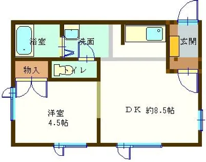 北海道美唄市大通西一条南5丁目【アパート】の間取り