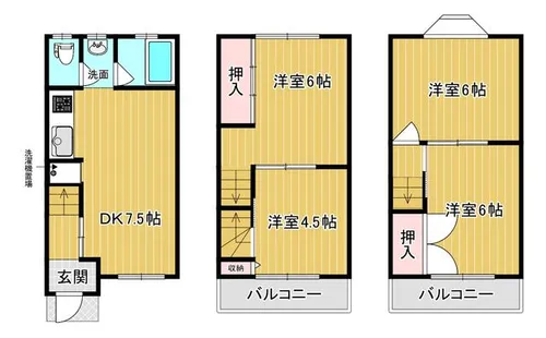 大阪府東大阪市瓜生堂2丁目【一戸建】の間取り