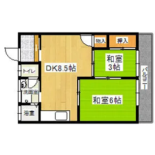 上村荘B棟【2号室】の間取り