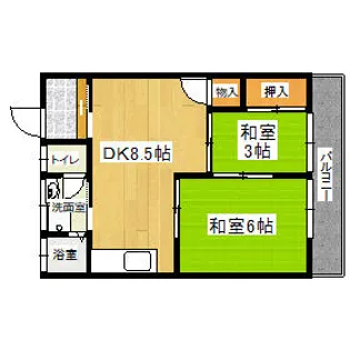 上村荘B棟【2号室】の間取り