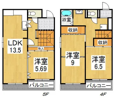 泉南一丘団地68号棟【4階】の間取り