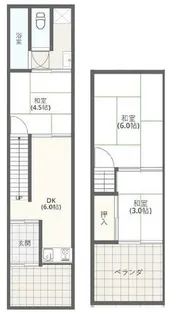 大阪府松原市天美北6丁目【テラスハウス】の間取り