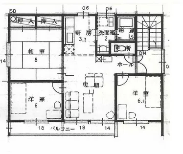 フラワー西尾B【3号室】の間取り